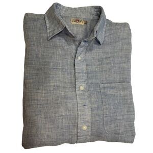 Faherty Men’s LINEN Laguna Button Down Shirt Light Blue Long Sleeves Sz S